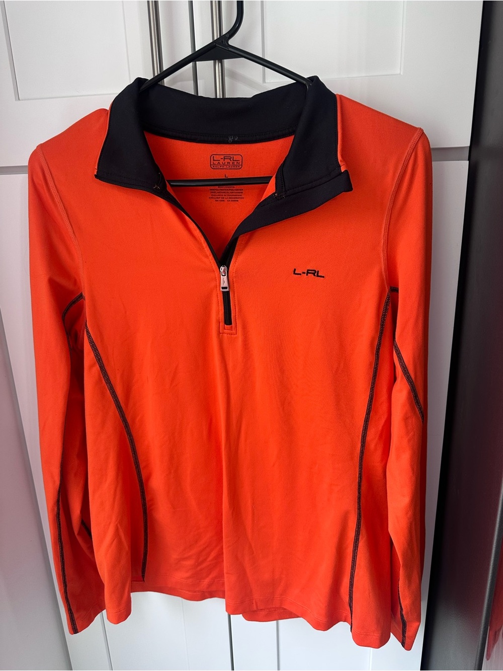 L-RL Orange Half-Zip Pullover with Black Collar L